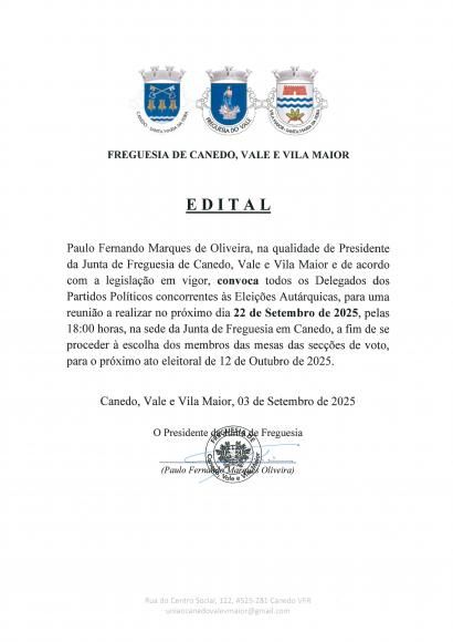 Edital_Reunião para escolha dos membros das mesas de voto_ Freguesia de Canedo
