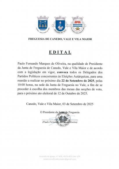 Edital_Reunião para escolha dos membros das mesas de voto_ Freguesia do Vale